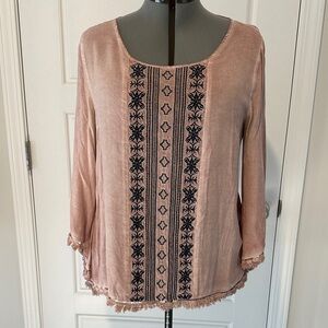 Chic Blush Embroidered Blouse